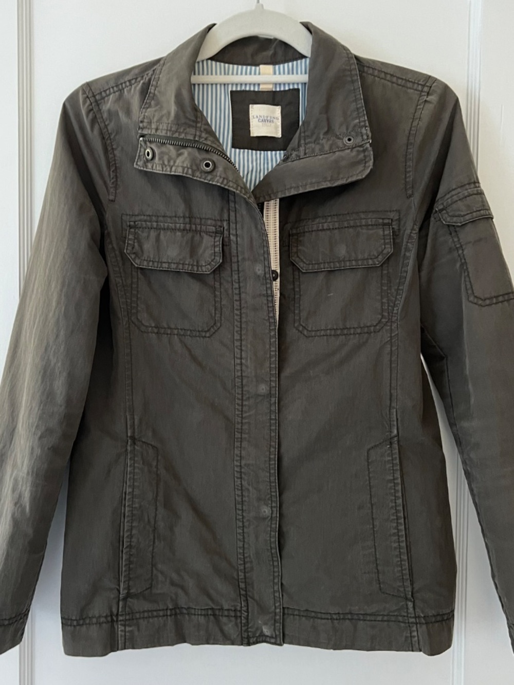 Vintage Lands' End Canvas 1963 Military Field Jacket Olive Green XS